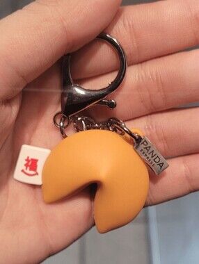 Express Orange Fortune Cookie Keychain with Metal Clip